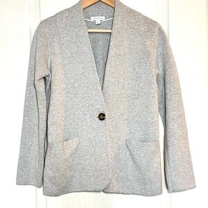 Charter Club Light Heather Grey Knit Button Blazer Classic Minimalist Teacher, S
